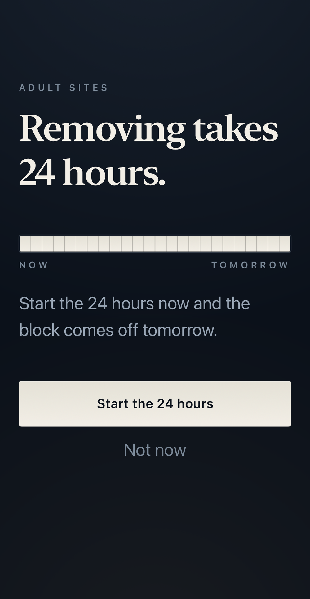 StopMe showing that removing a block takes twenty-four hours.